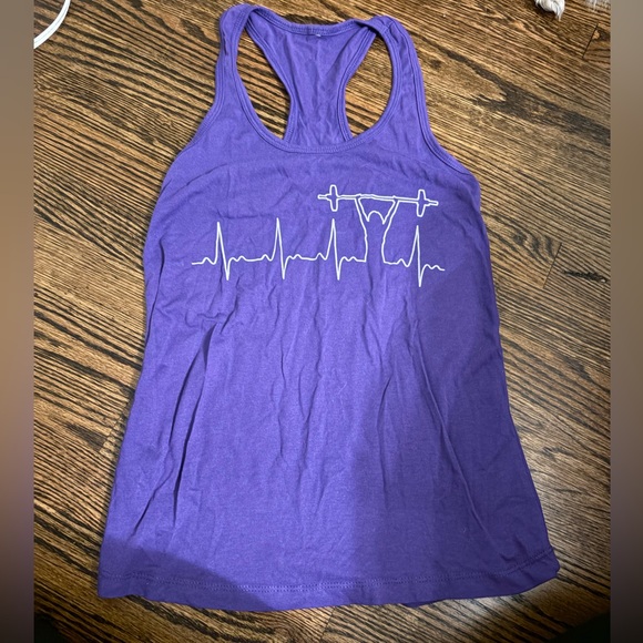 Tops - Purple Racerback Weightlifting Graphic Tank Top
